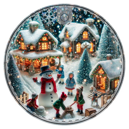 Winter Village Scene - Ceramic Decoration Ornament, (1pc)