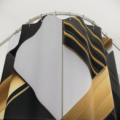 Black, Gold, & White Abstract - Shower Curtain