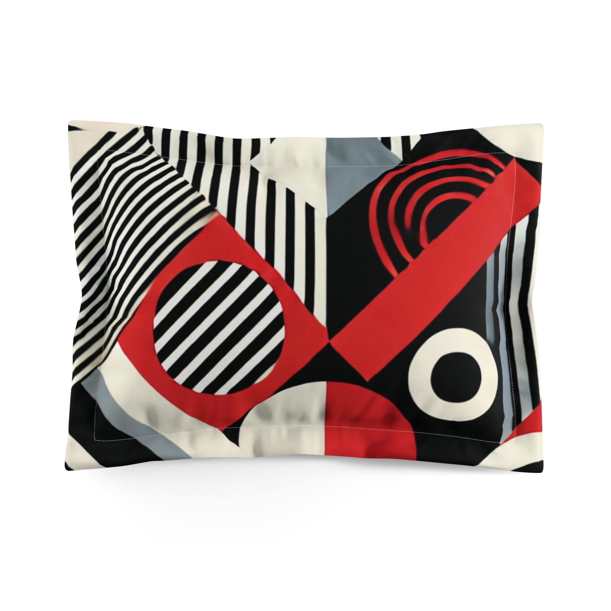 Red, Black & White Abstract - Microfiber Pillow Sham