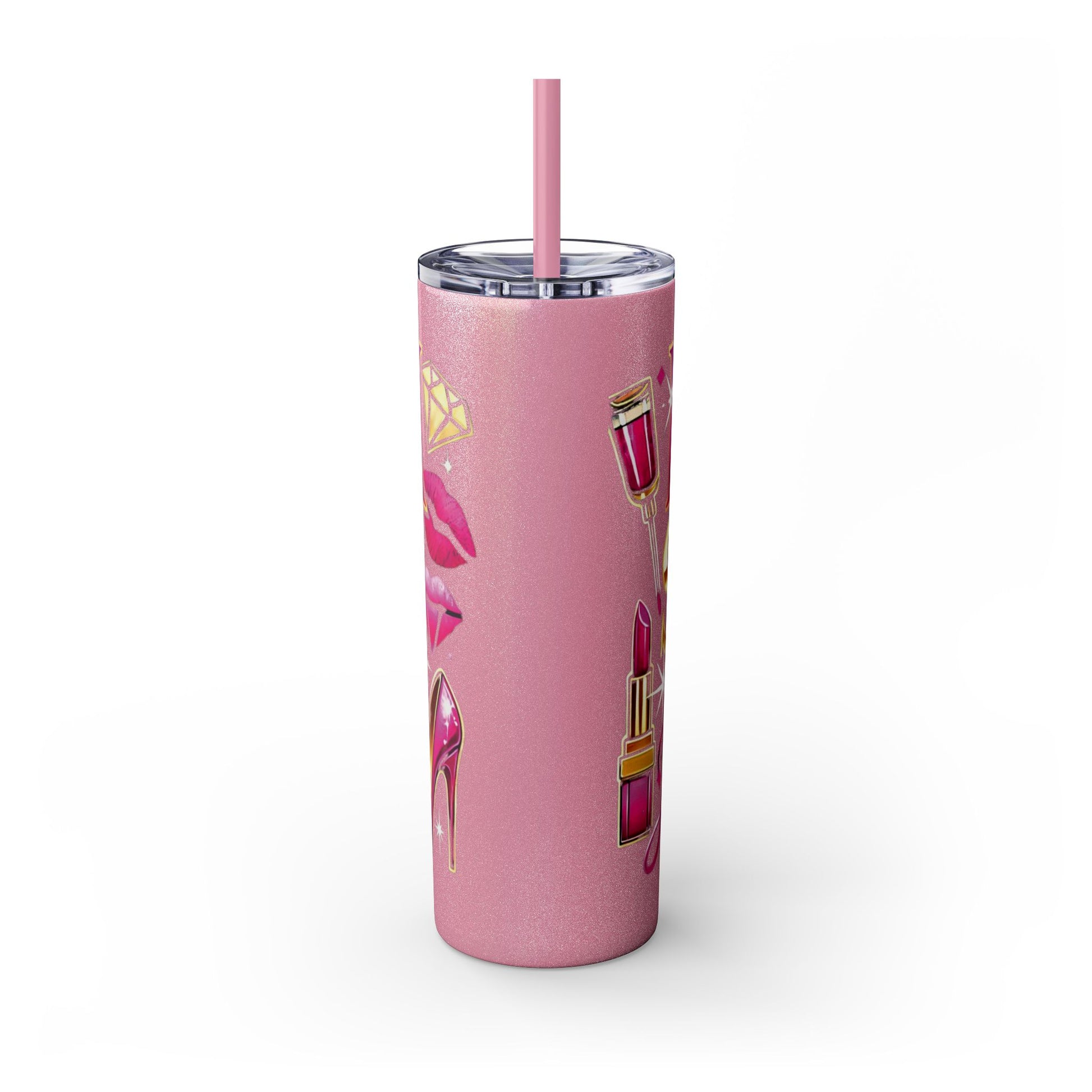 Pink, Sip & Love - Skinny Tumbler with Straw, 20oz - Creatively Designed Shop