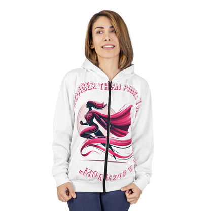 Carroll's Edition "Stronger Than Pink" - Unisex Zip Hoodie (AOP)