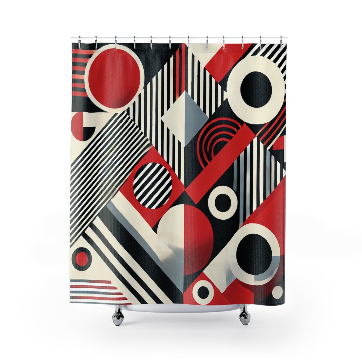 Red, Black & White Abstract - Shower Curtain