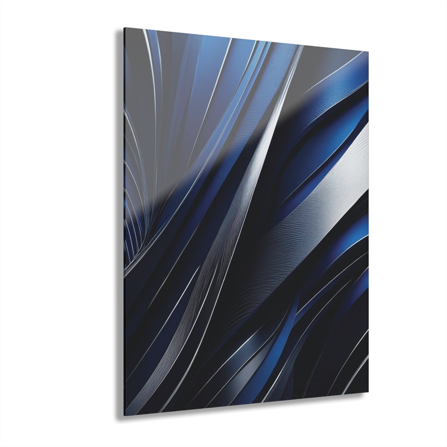 Abstract Blue & Silver - Acrylic Prints (French Cleat Hanging)