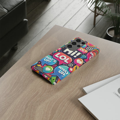 "Text Bubbles" - Phone Case With Card Holder - Creatively Designed Shop