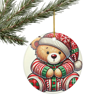 Teddy Bear in Pajamas - Ceramic Decoration Ornament, (1pc)