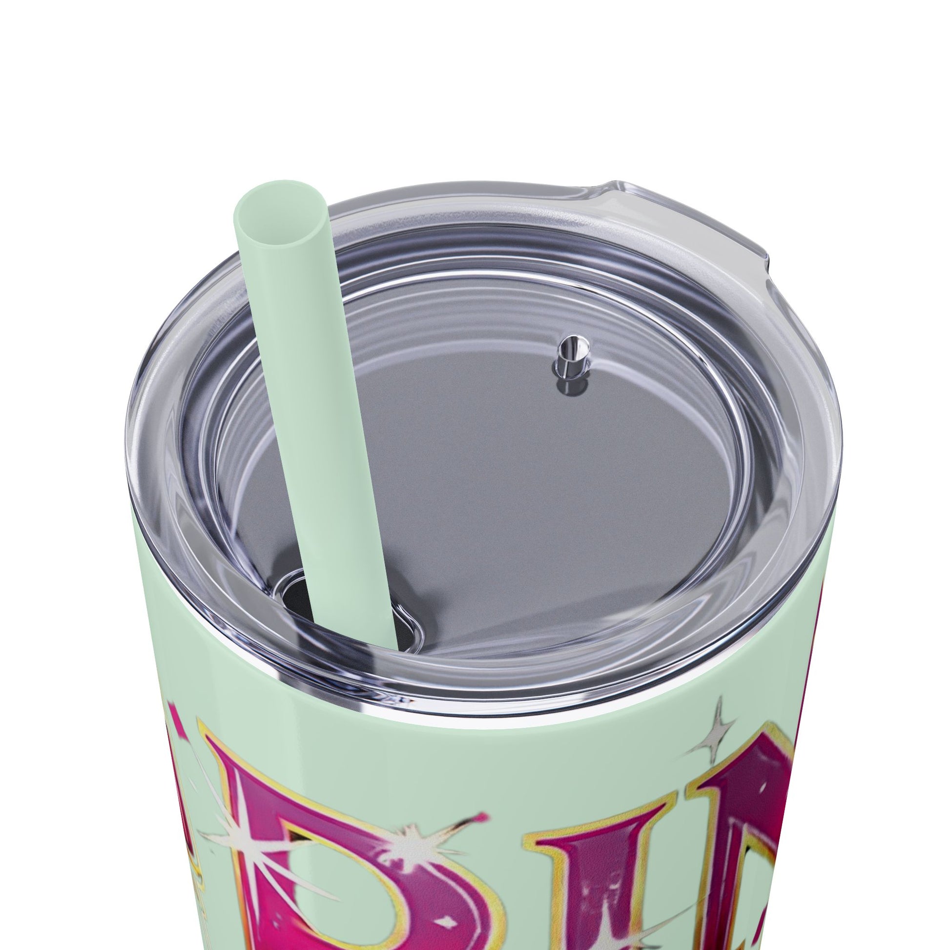 Pink, Sip & Love - Skinny Tumbler with Straw, 20oz - Creatively Designed Shop