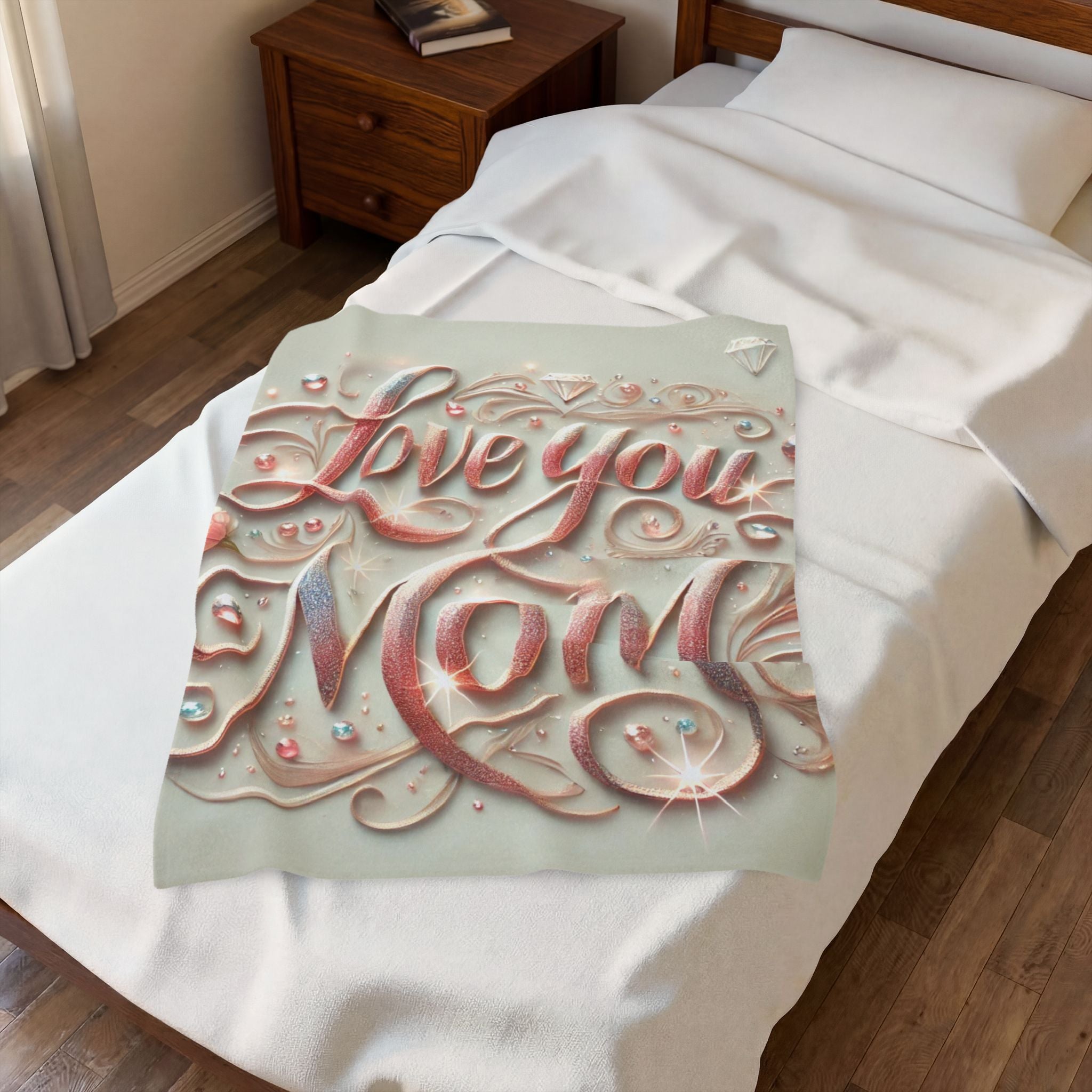 Love You Mom - Velveteen Plush Blanket