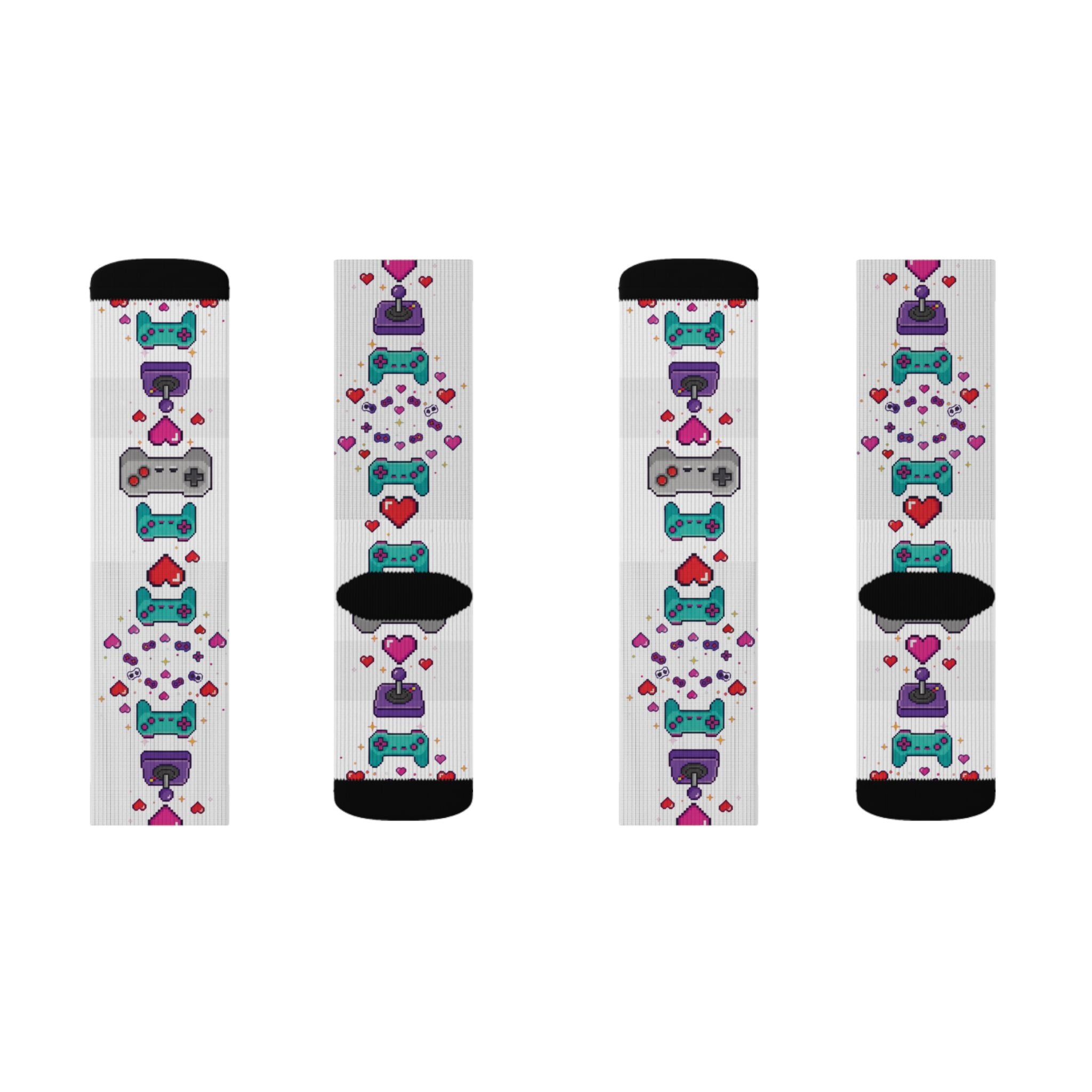 Pixel Hearts & Controllers Socks