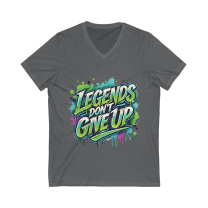 Legends Don't Give Up - Unisex Jersey Short Sleeve V-Neck Tee