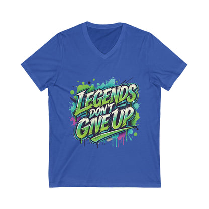 Legends Don't Give Up - Unisex Jersey Short Sleeve V-Neck Tee