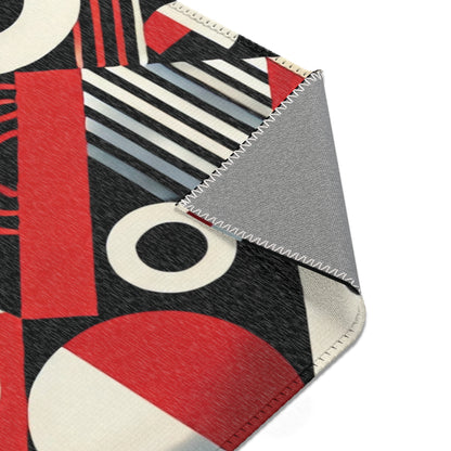 Red, Black & White Abstract - Area Rugs