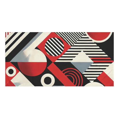 Red, Black & White Abstract - Mink-Cotton Towel