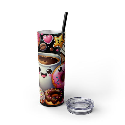 Coffee & Donuts - Skinny Tumbler with Straw, 20oz - Creatively Designed Shop