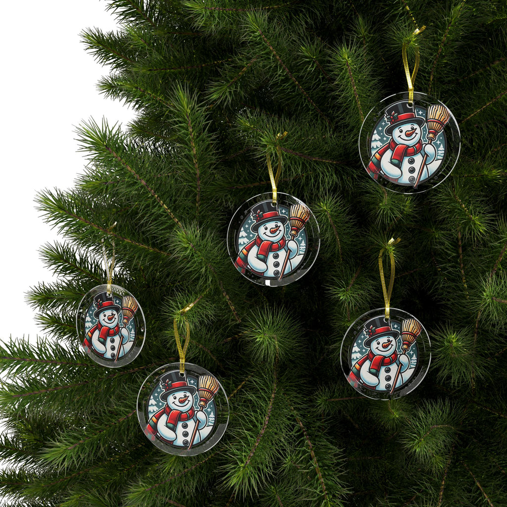 Snowman with a Magic Hat - Glass Ornaments