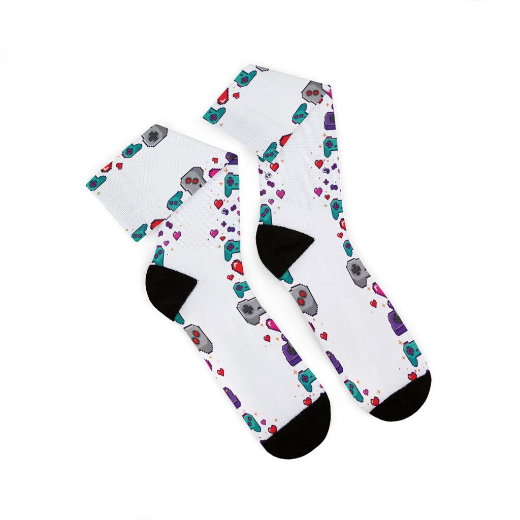 Pixel Hearts & Controllers Socks