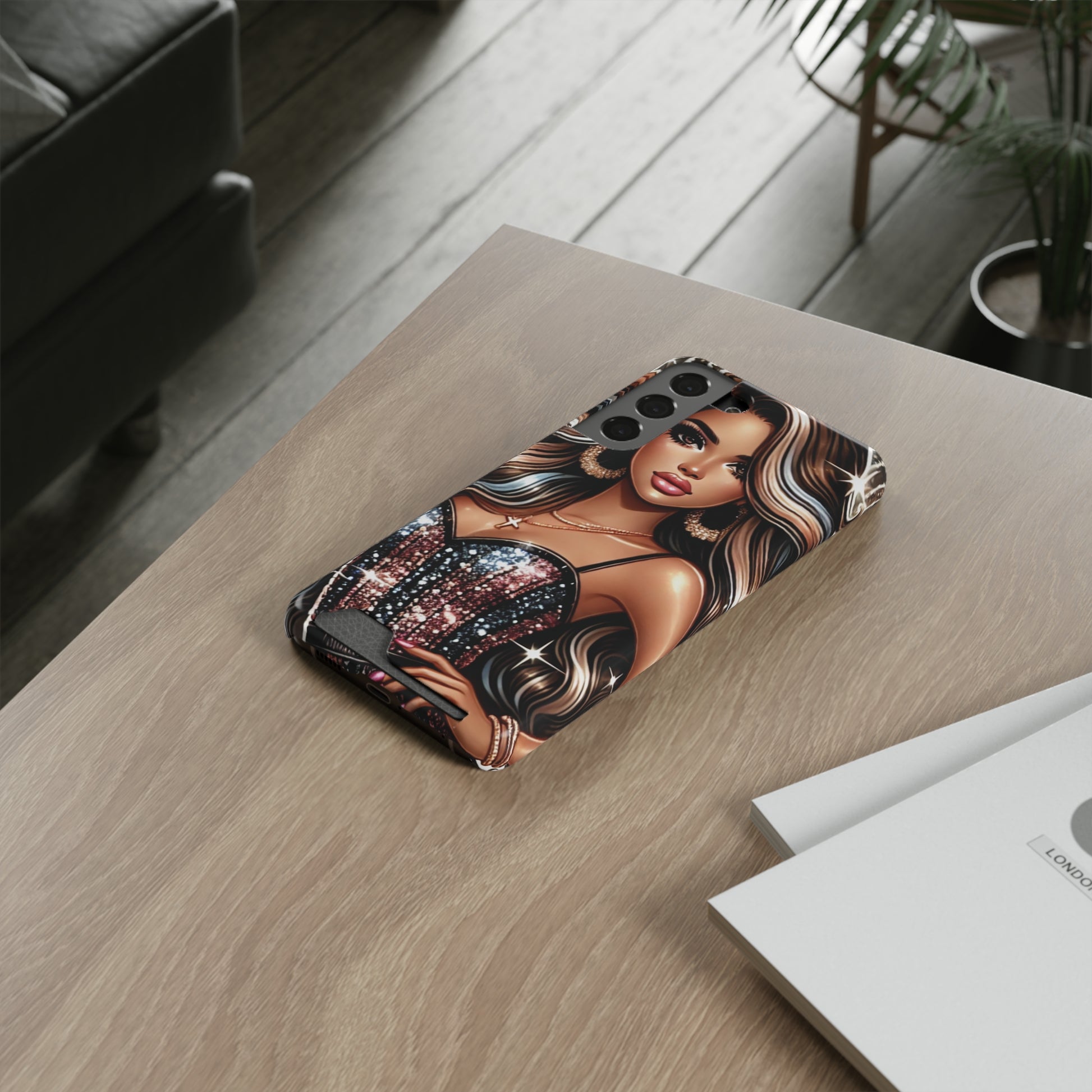 "Beautiful" - Phone Case With Card Holder - Creatively Designed Shop