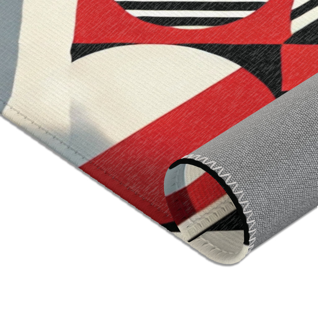 Red, Black & White Abstract - Area Rugs