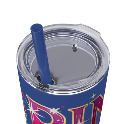 Pink, Sip & Love - Skinny Tumbler with Straw, 20oz - Creatively Designed Shop