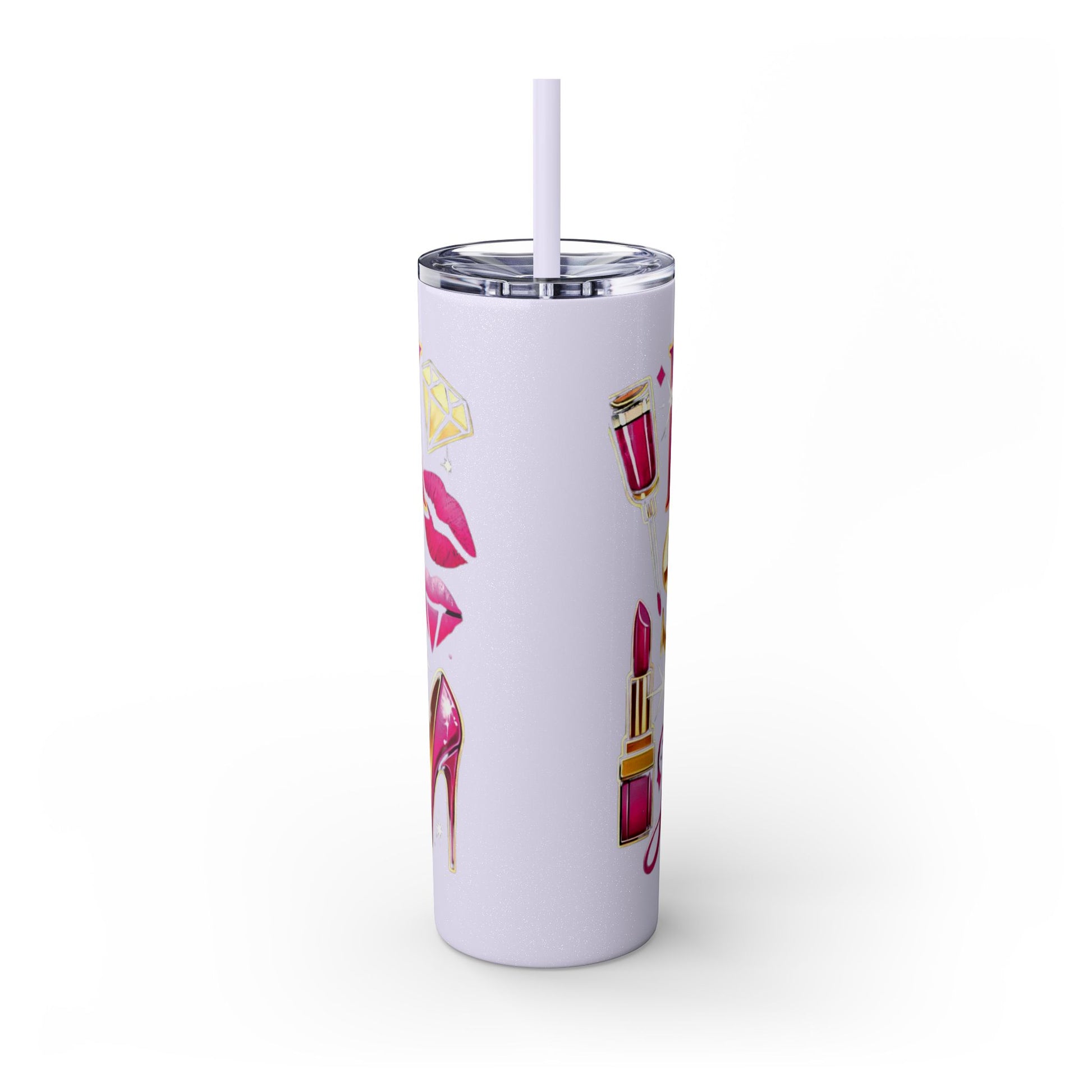 Pink, Sip & Love - Skinny Tumbler with Straw, 20oz - Creatively Designed Shop