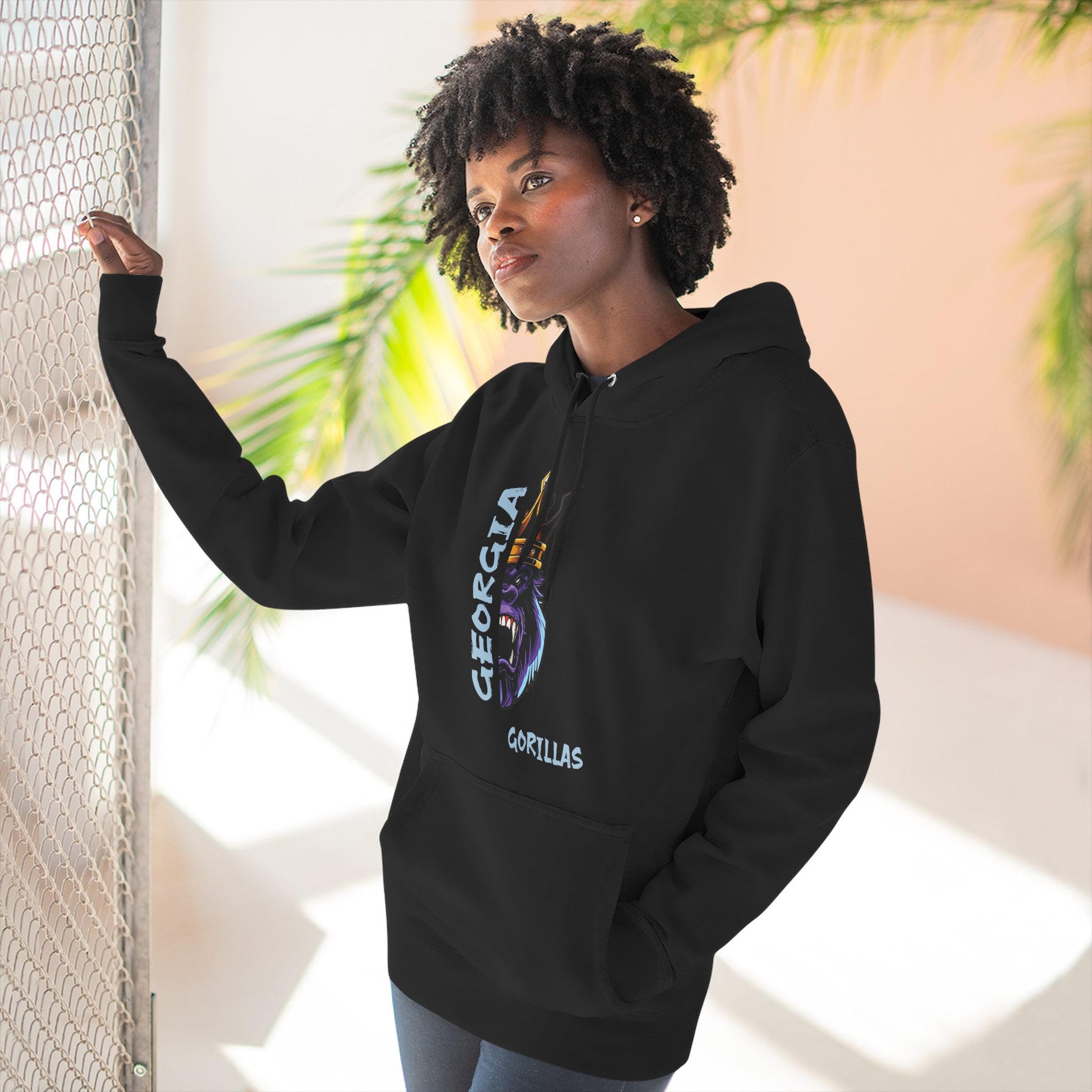 Georgia Gorillas - Three-Panel Fleece Hoodie - Creatively Designed Shop