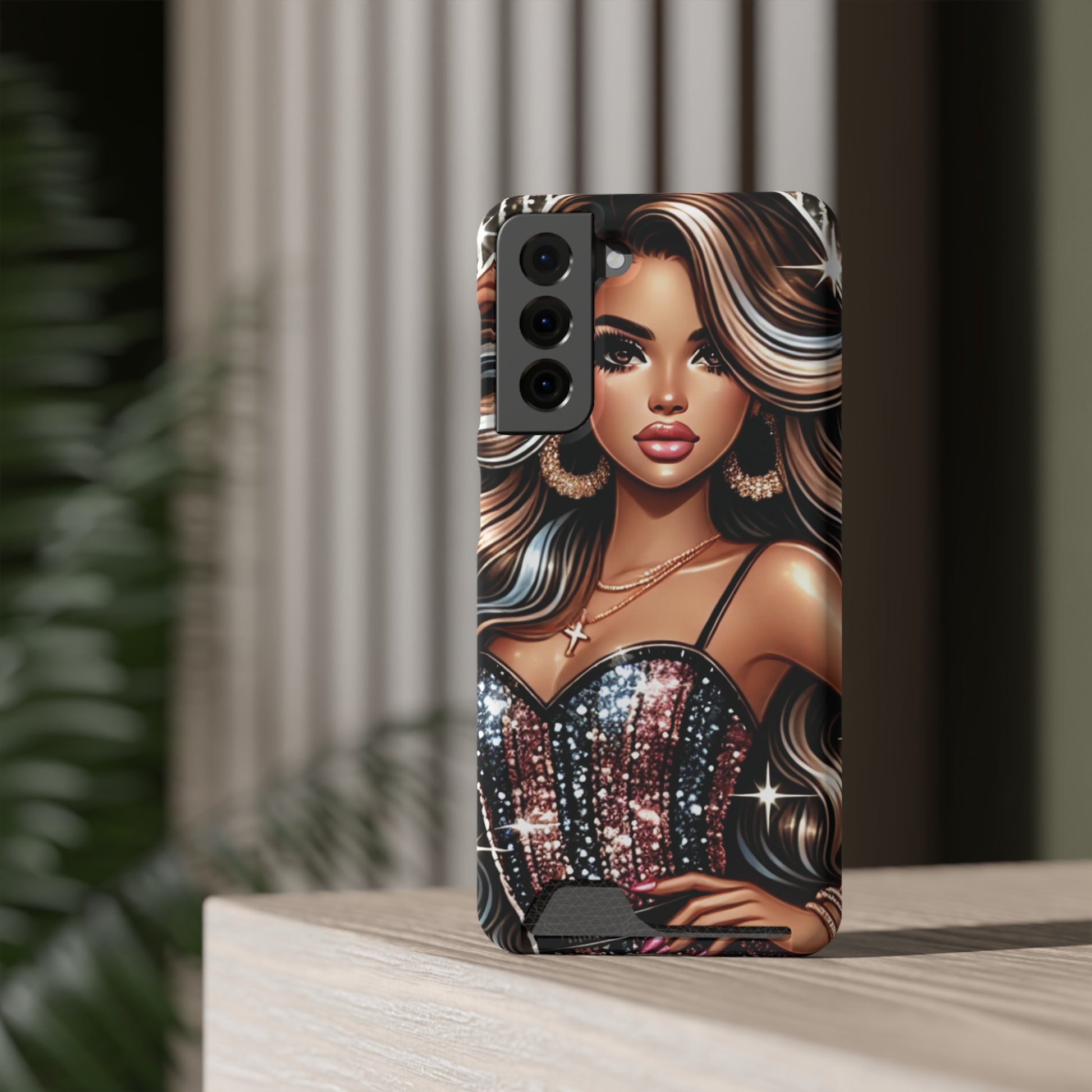 "Beautiful" - Phone Case With Card Holder - Creatively Designed Shop