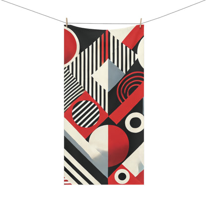 Red, Black & White Abstract - Mink-Cotton Towel