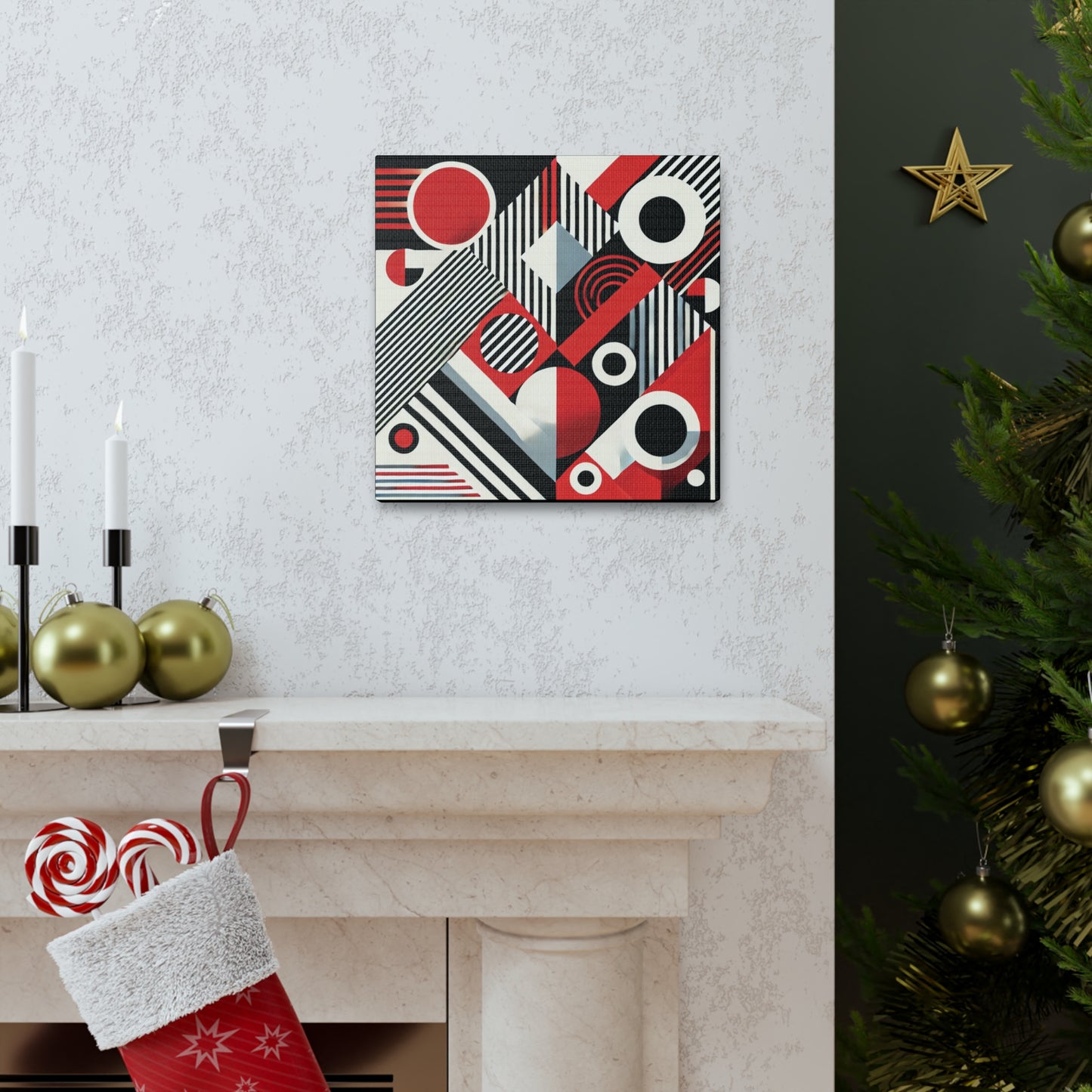 Red, Black & White Abstract - Canvas Gallery Wraps