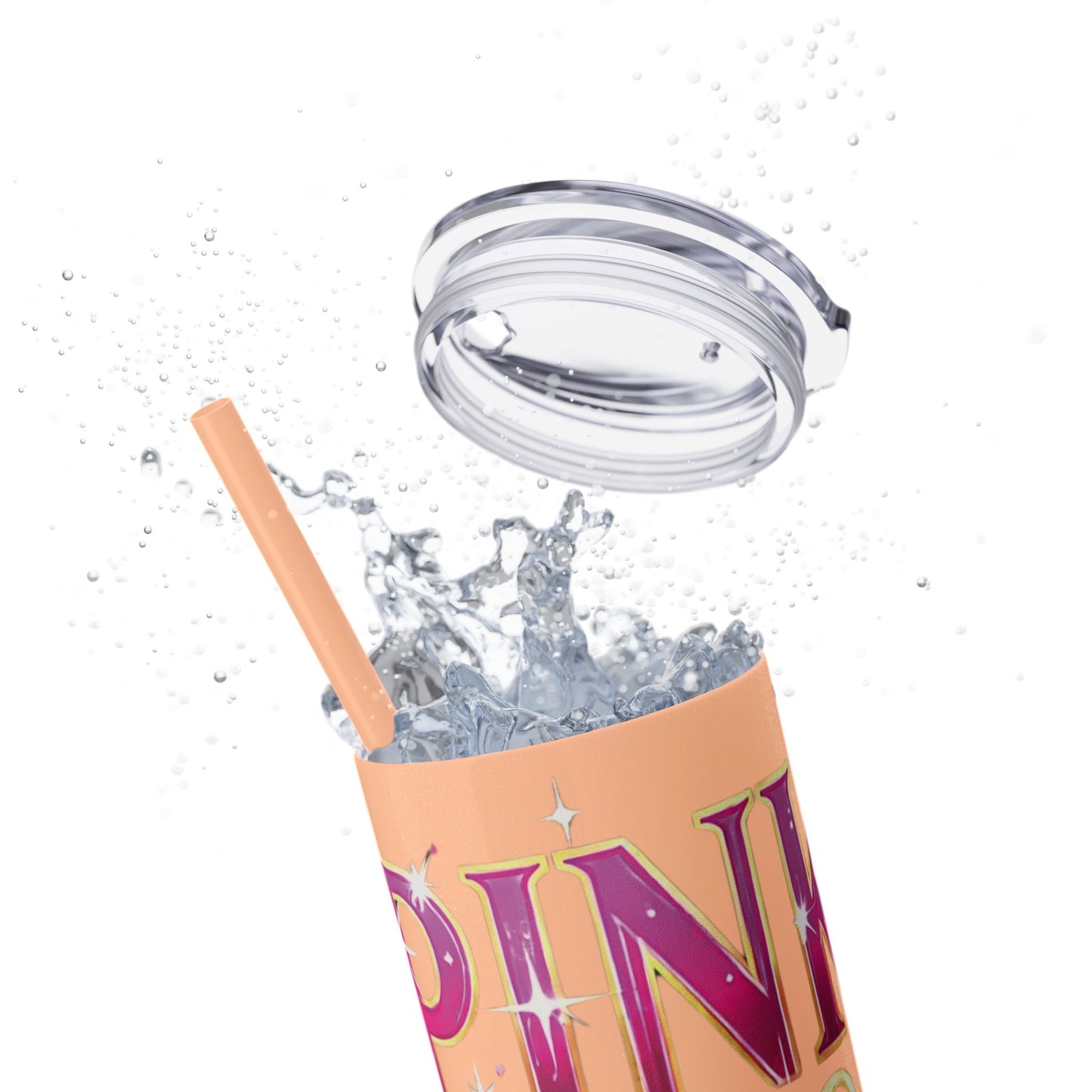 Pink, Sip & Love - Skinny Tumbler with Straw, 20oz - Creatively Designed Shop
