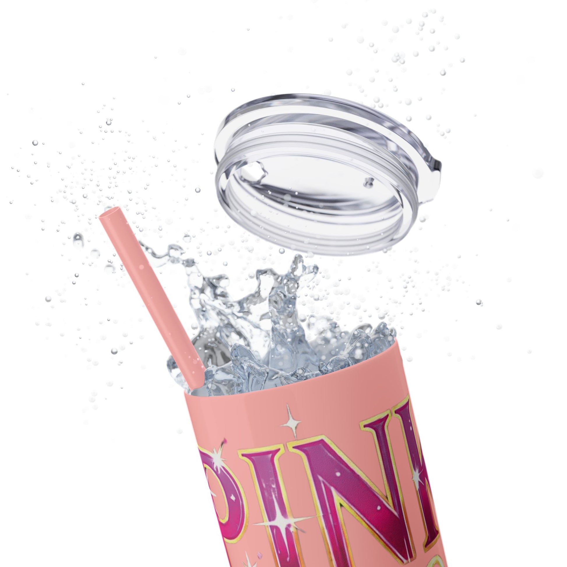 Pink, Sip & Love - Skinny Tumbler with Straw, 20oz - Creatively Designed Shop