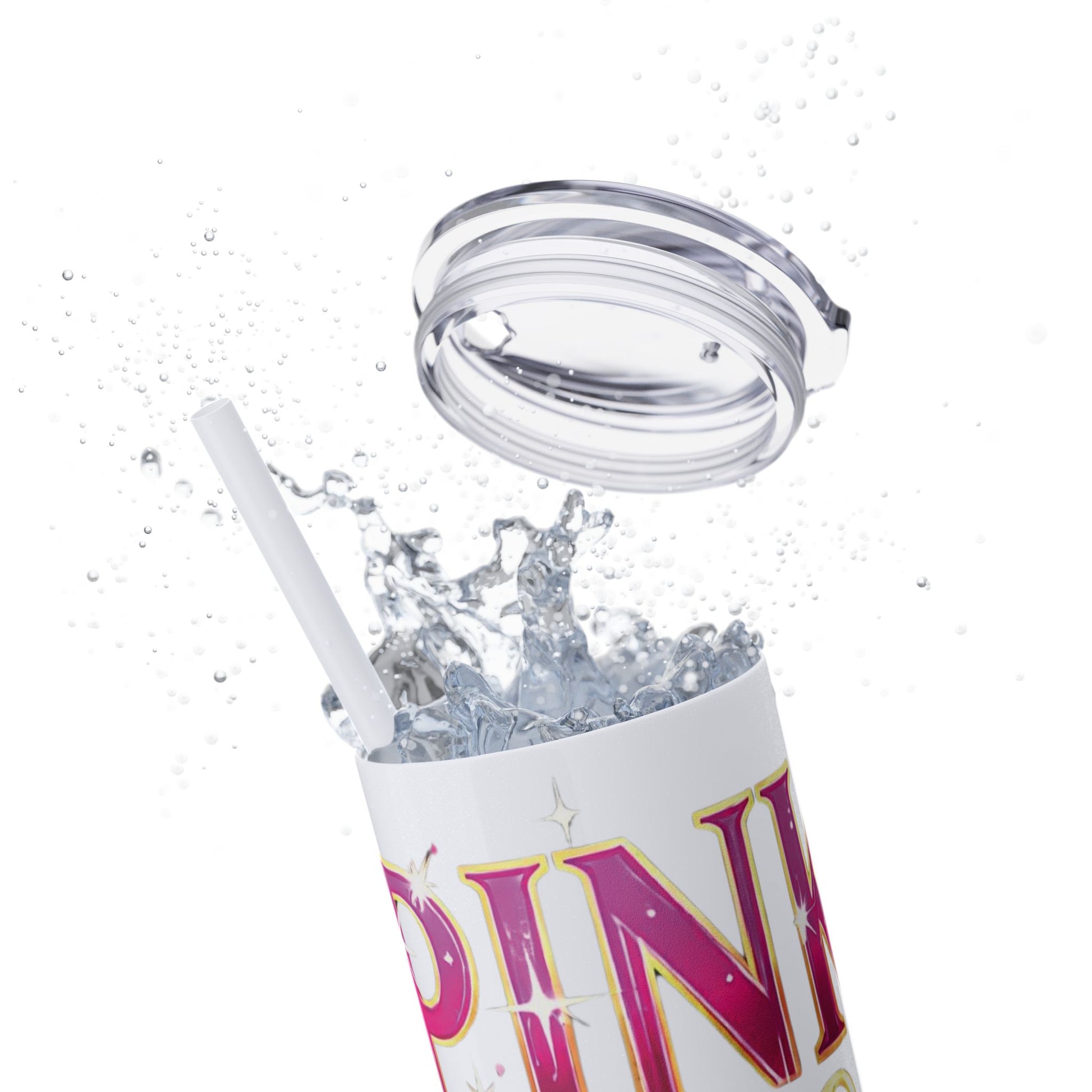 Pink, Sip & Love - Skinny Tumbler with Straw, 20oz - Creatively Designed Shop