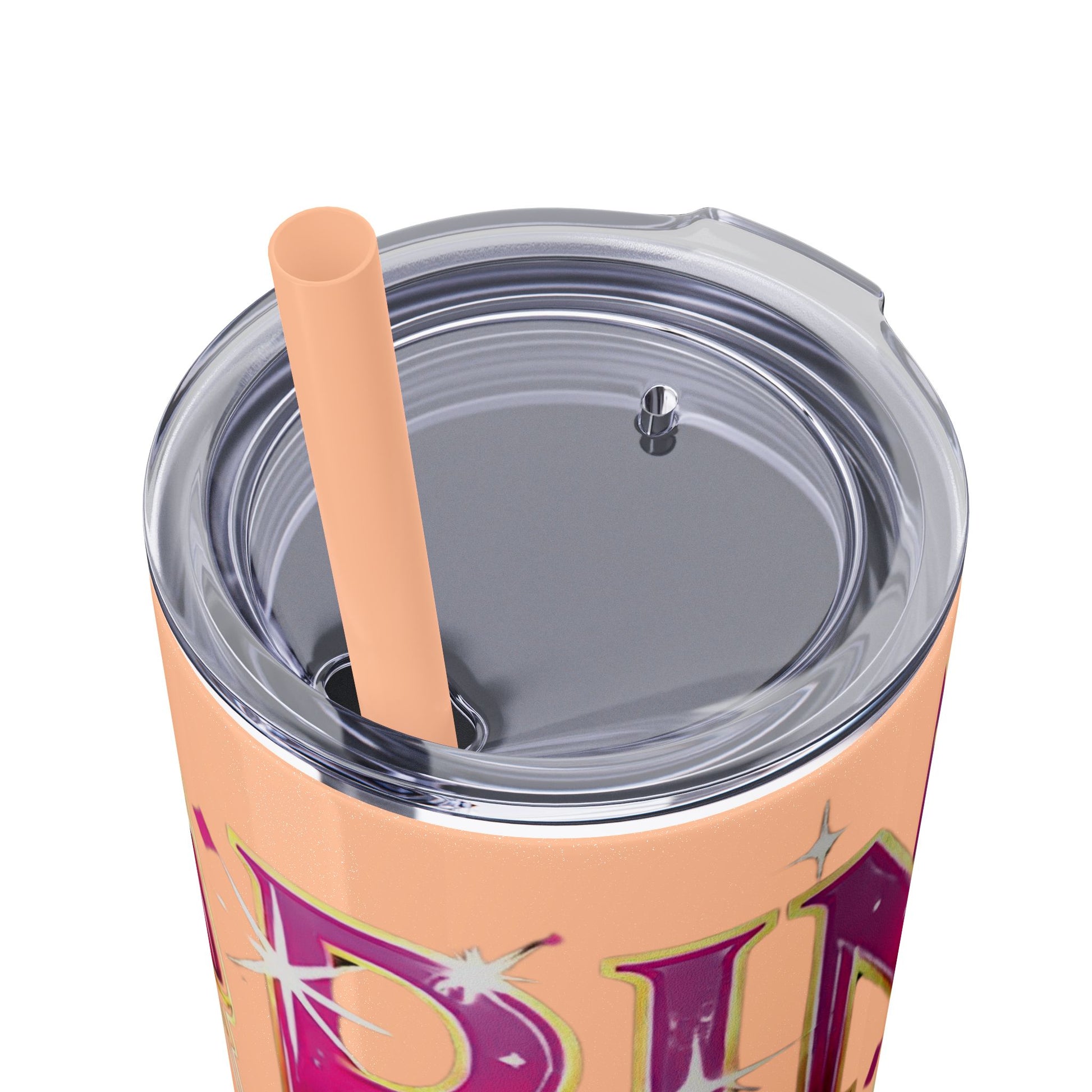 Pink, Sip & Love - Skinny Tumbler with Straw, 20oz - Creatively Designed Shop