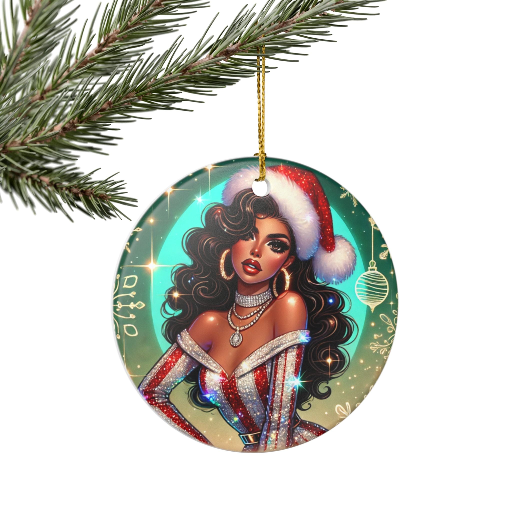 Christmas Beauty (Cultural) - Ceramic Decoration Ornament, (1pc)