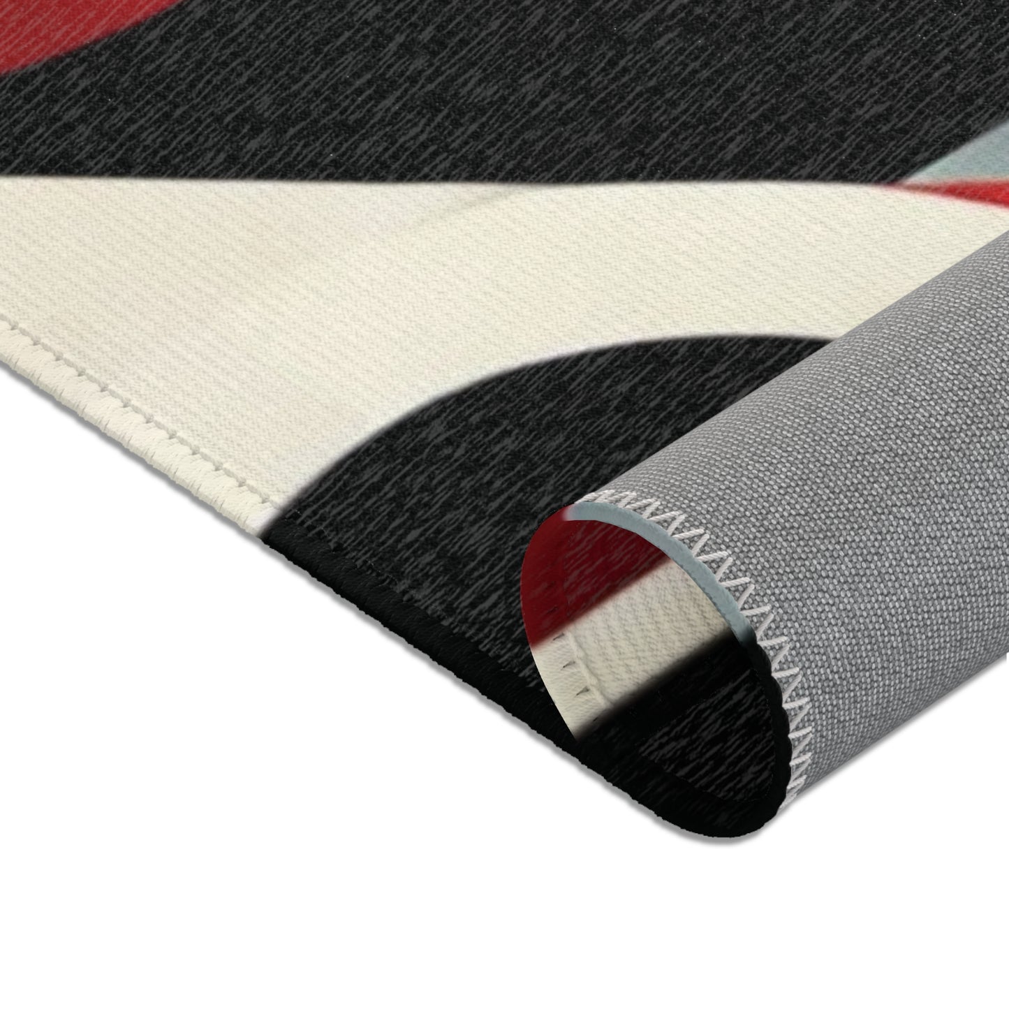 Red, Black & White Abstract - Area Rugs
