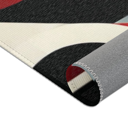 Red, Black & White Abstract - Area Rugs