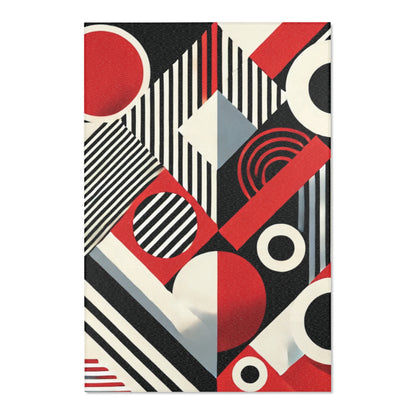Red, Black & White Abstract - Area Rugs
