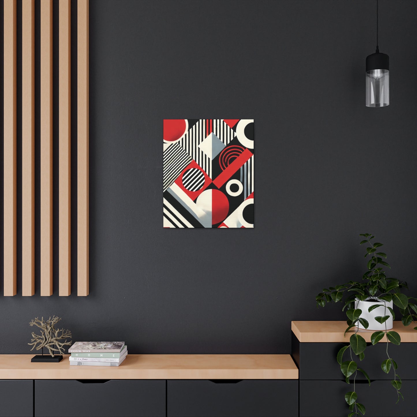 Red, Black & White Abstract - Canvas Gallery Wraps