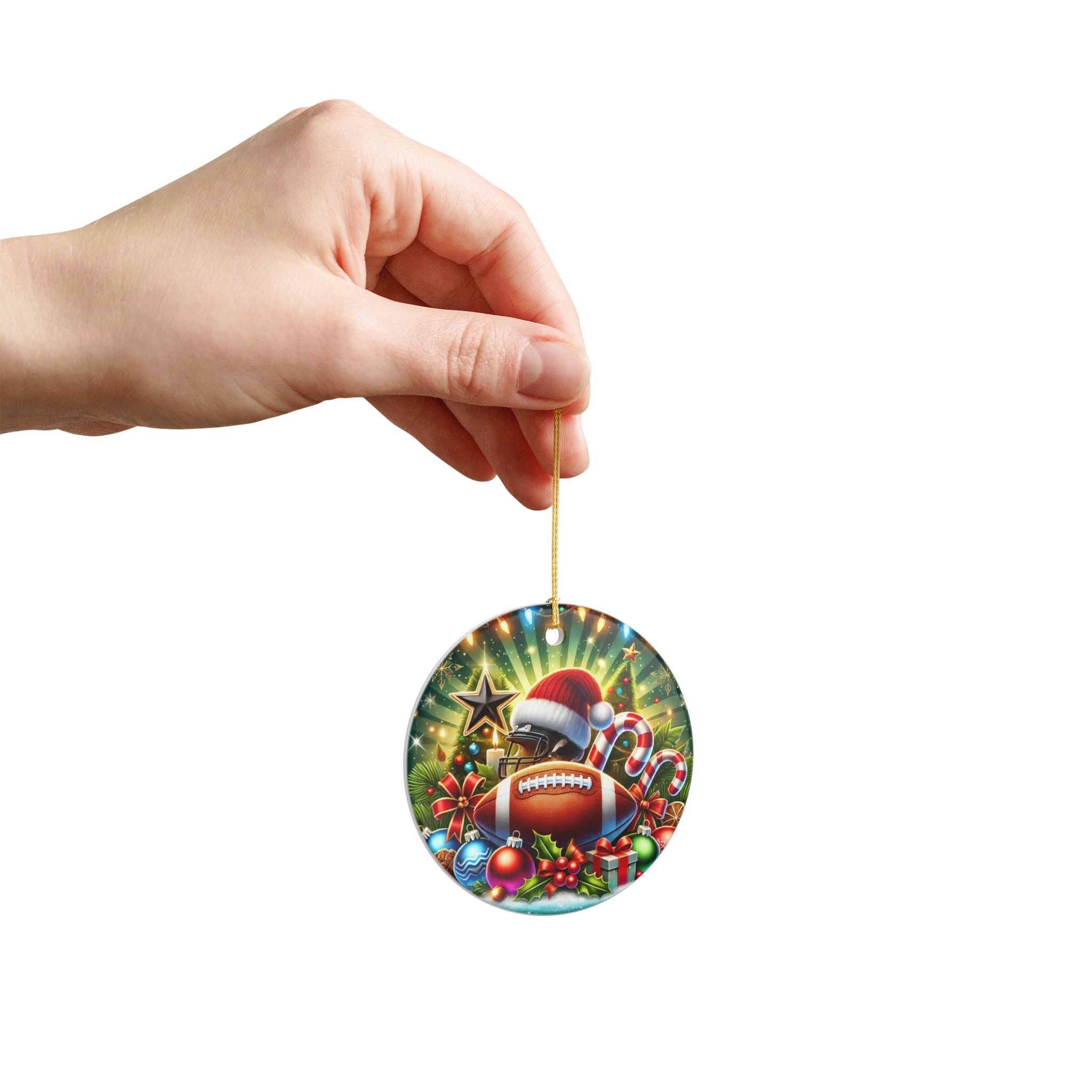 Football Christmas - Ceramic Decoration Ornament, (1pc)