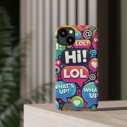 "Text Bubbles" - Phone Case With Card Holder