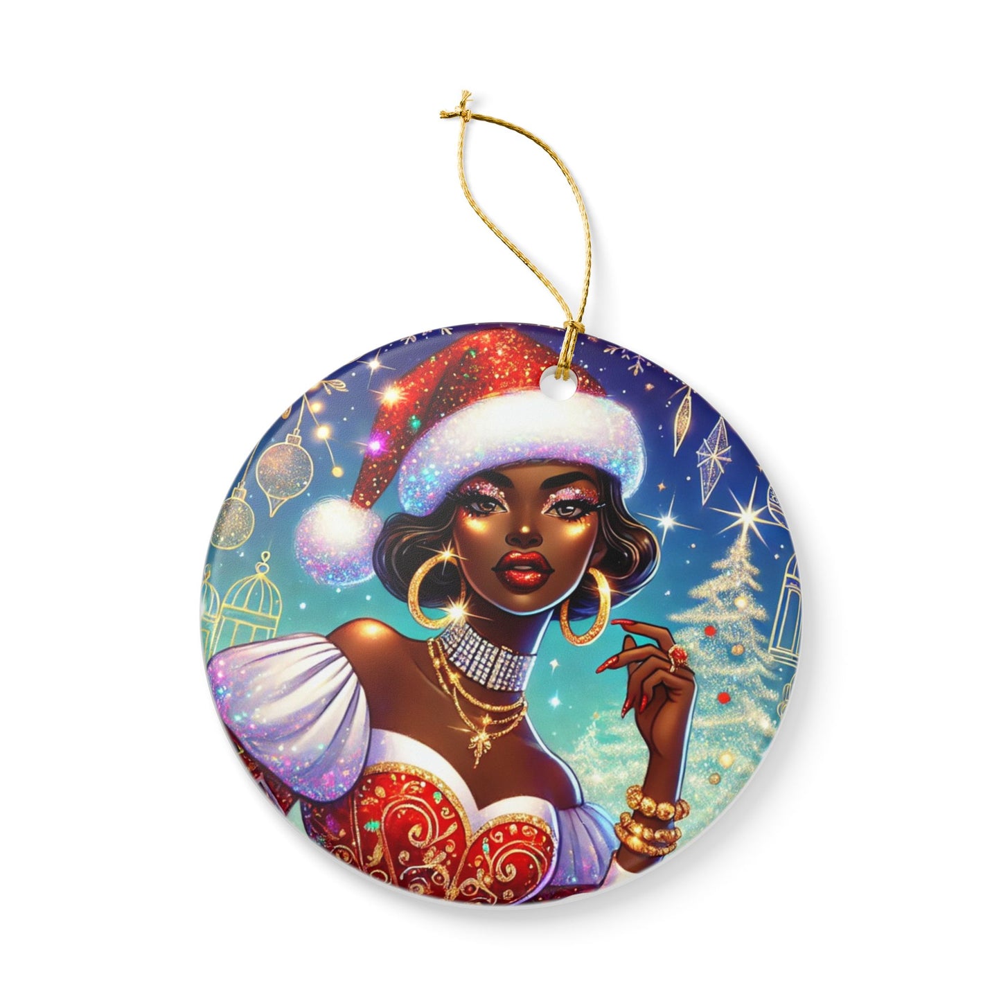 Christmas Beauty (Cultural) - Ceramic Decoration Ornament, (1pc)