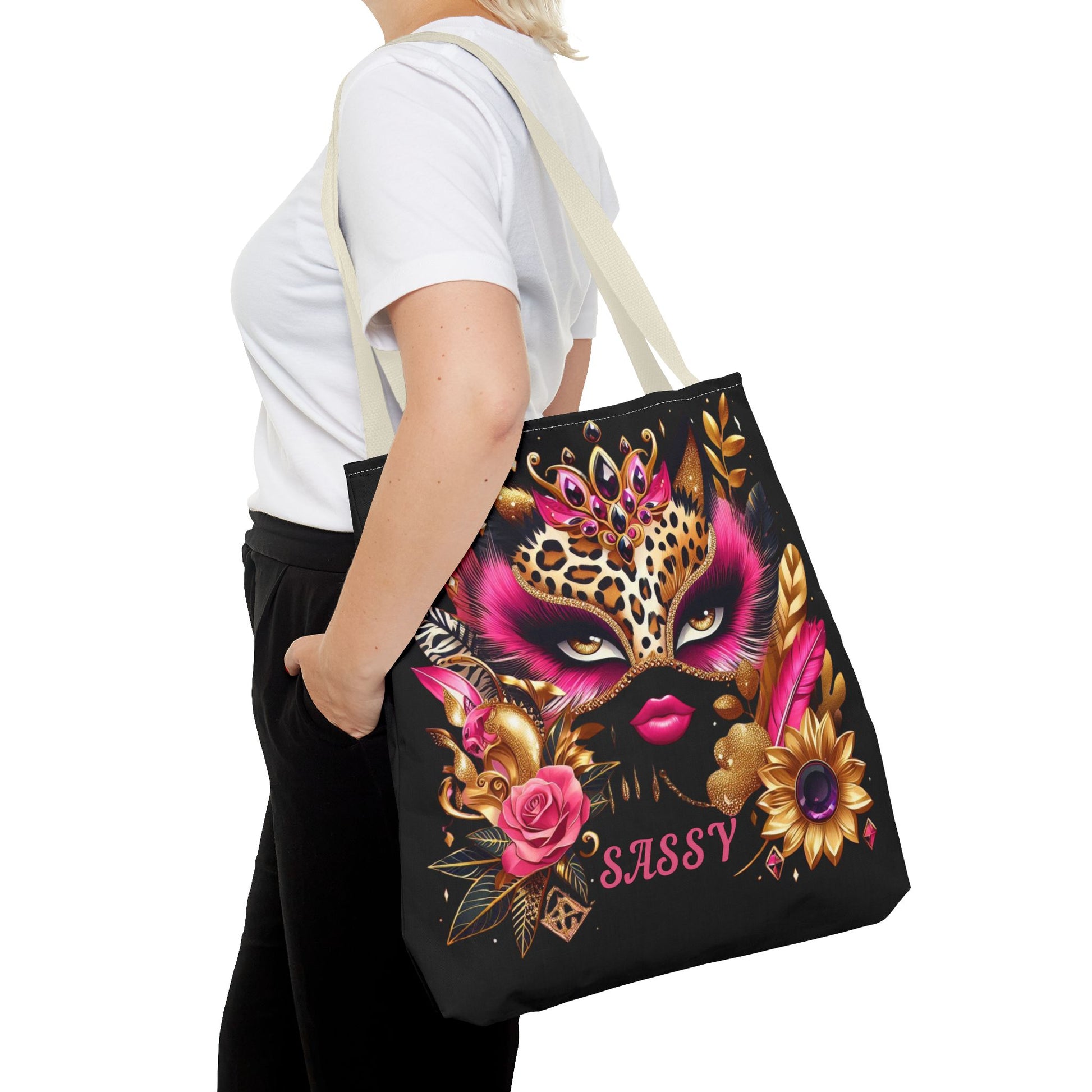 "Sassy" (Black) - Tote Bag (AOP) - Creatively Designed Shop