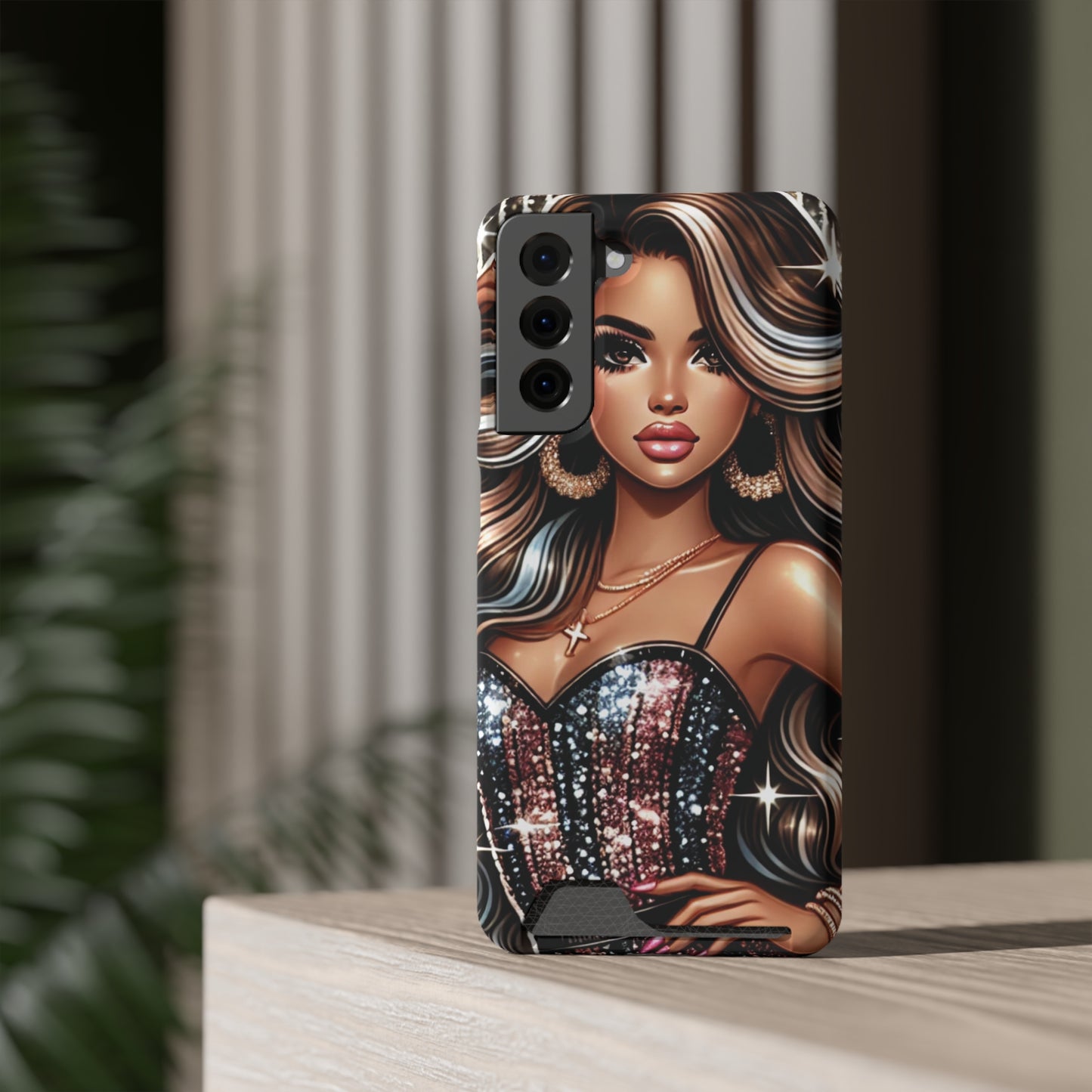"Beautiful" - Phone Case With Card Holder - Creatively Designed Shop