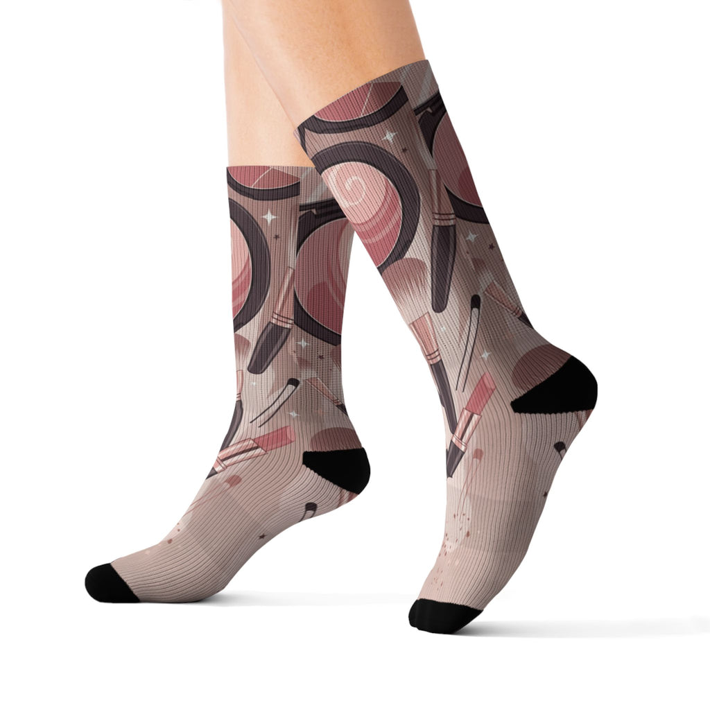 Makeup Icons Collage Socks