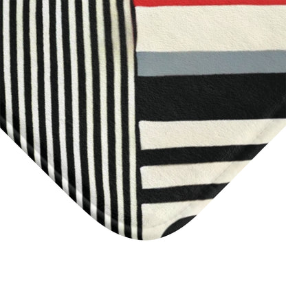 Red, Black & White Abstract - Bath Mat