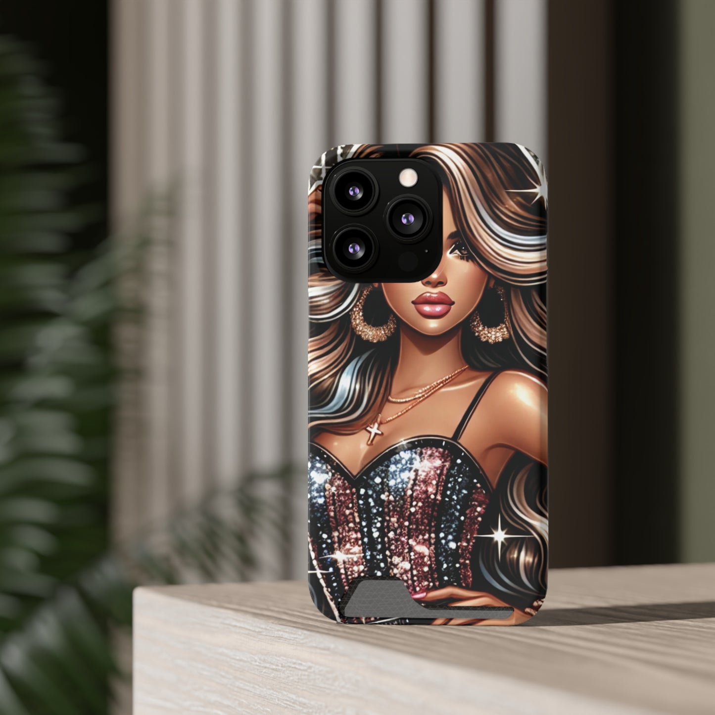 "Beautiful" - Phone Case With Card Holder - Creatively Designed Shop