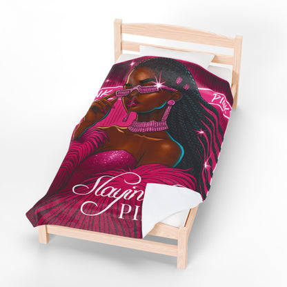 Slayin' In Pink - Velveteen Plush Blanket