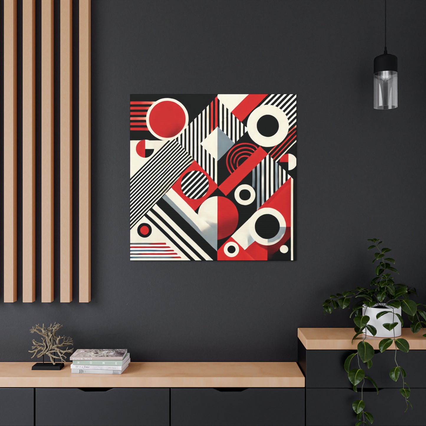 Red, Black & White Abstract - Canvas Gallery Wraps