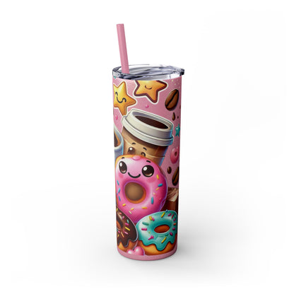 Coffee & Donuts - Skinny Tumbler with Straw, 20oz