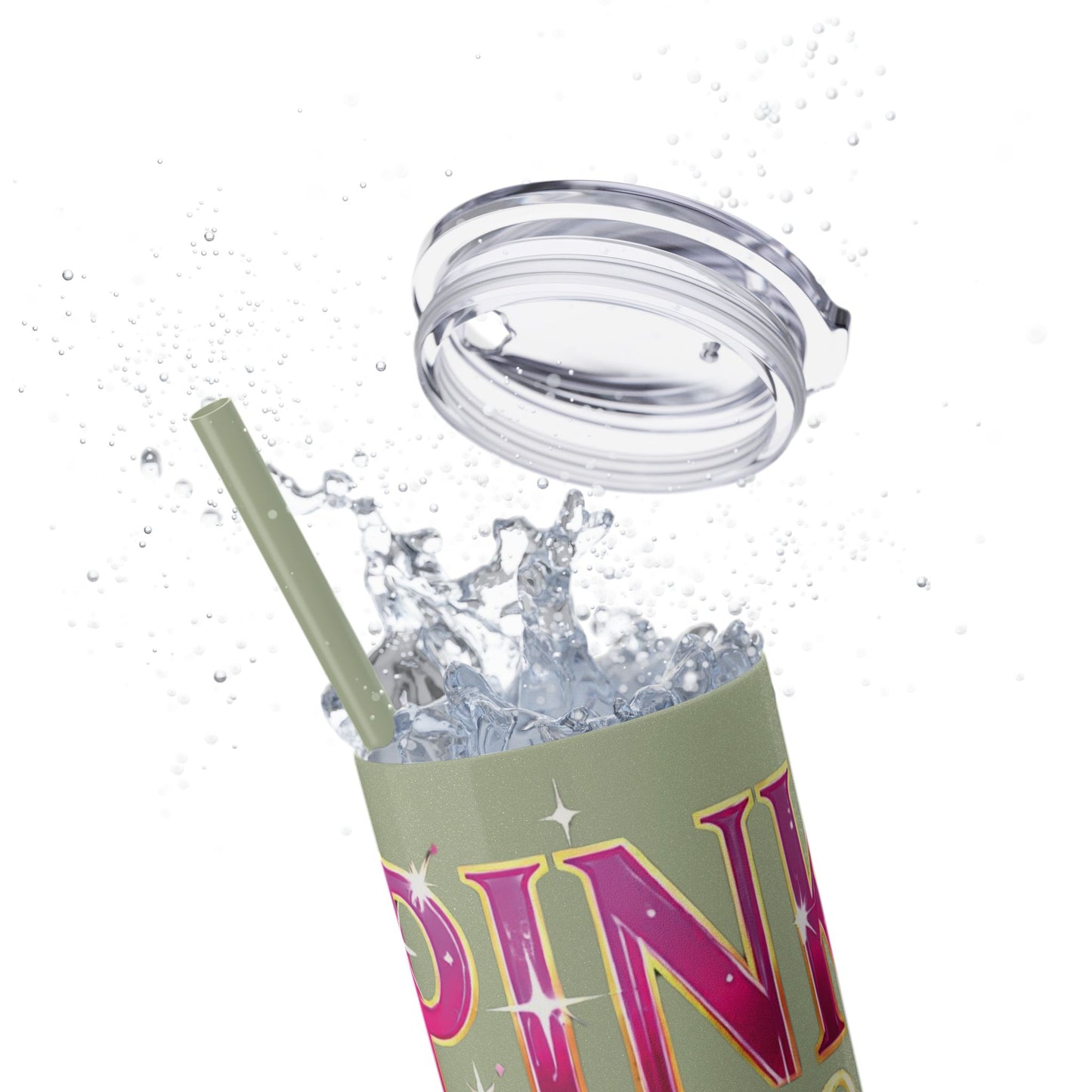Pink, Sip & Love - Skinny Tumbler with Straw, 20oz - Creatively Designed Shop
