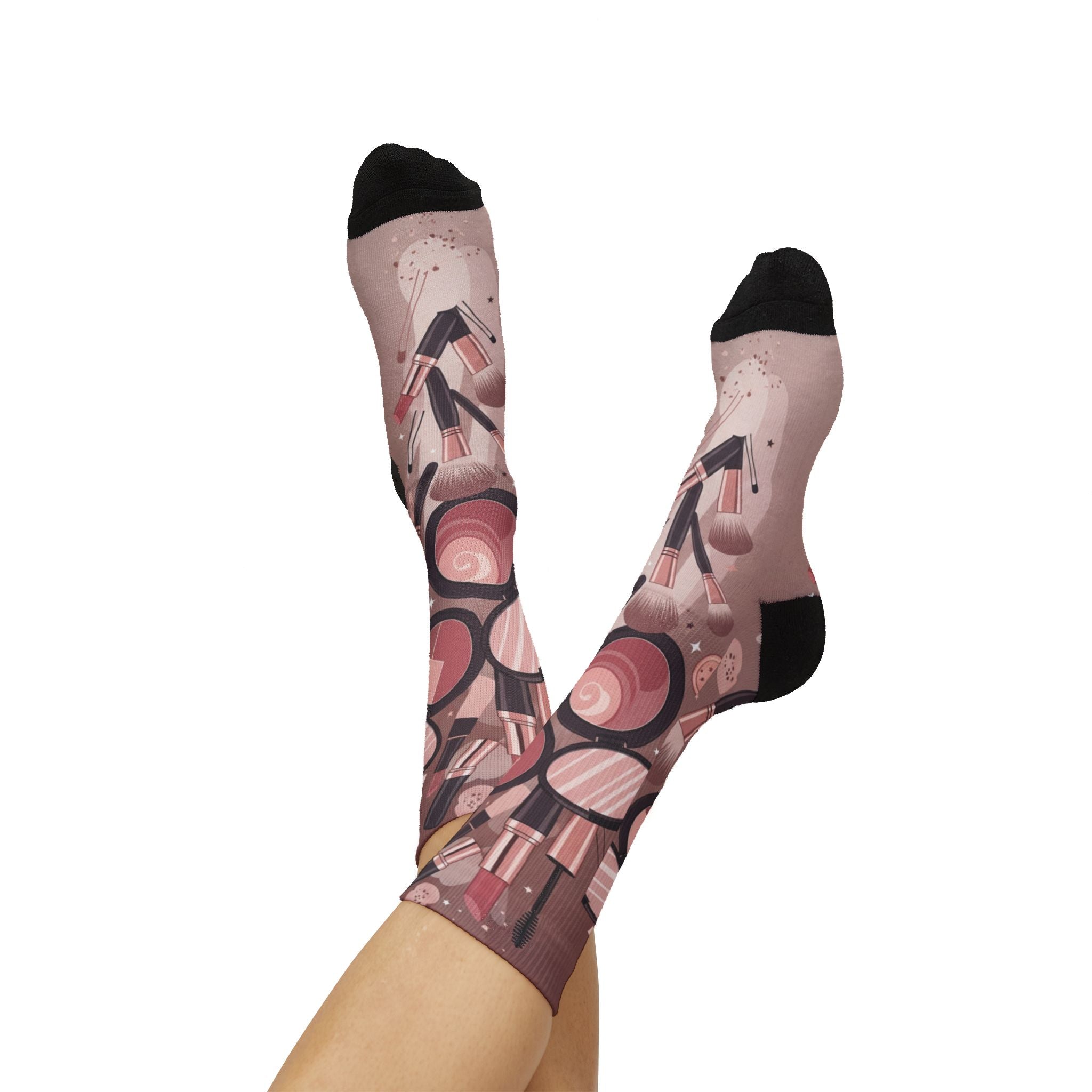 Makeup Icons Collage Socks
