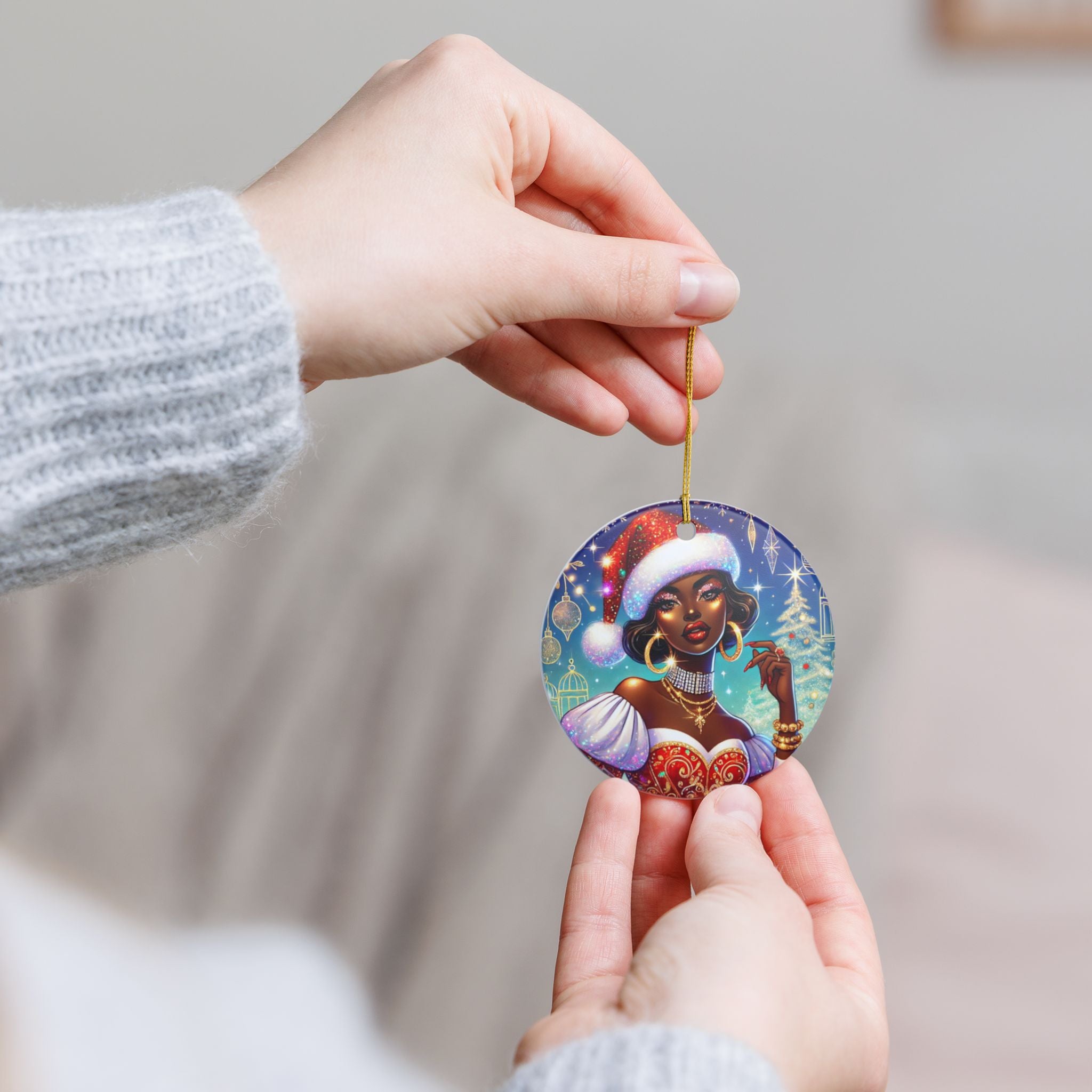 Christmas Beauty (Cultural) - Ceramic Decoration Ornament, (1pc)